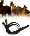 Two Pack Adjustable Leather Spur Straps For Western Boots, Durable PU Outer Layer With Soft Faux Leather Inner, shown with horses