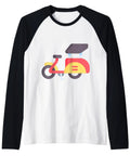 Fresh Pedicab Cycle Rickshaw Driver Graphic Raglan Baseball Tee featuring dope vintage cycling apparel with colorful pedicab print.