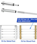 Invisible Cable Railing Kit For 2x2 And 4x4 Posts With swage tensioner shown in metal and wood post installation