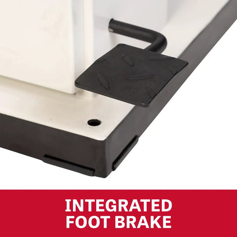 Close-up of the foot brake on 18 Inch Woodworking Band Saw With 1.75 HP 115V 1Ph Big 16 Inch Resaw Capacity Dual 4 Inch Dust Ports