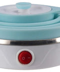 Foldable Travel Electric Kettle With Collapsible Food Grade Silicone 600ml Capacity Dual Voltage 110-220V US Plug Ultra Portable Blue Kettle