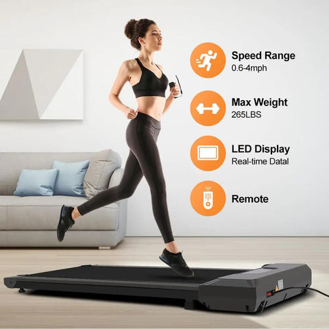 Slick Foldable Treadmill With Bright Led Display And Handy Remote Control Badass Under Desk Walking Pad For Smooth Home Office Cardio Sessions in use.