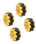 Set of four yellow and black 48mm omni-directional mecanum wheels for DIY robot cars