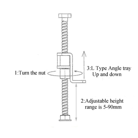 Diagram of Tile Leveling System Kit With Portable Lifting Tool, Adjustable Height Locator showcasing components and height range.