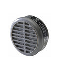 Organic Vapor Cartridges 8100 For 8000 Series Respirator close-up showing grey snap-in mount and inhalation valve