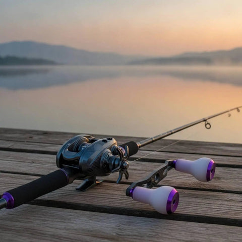 Upgrade Your Gear With This Carbon Fiber Fishing Reel Handle Crank Featuring Double Ergonomic Curved TPE Knobs For Superior Non Slip Grip On Any Baitcasting Setup Perfect For Pond Fishing Adventures, baitcaster handle on rod