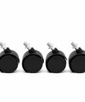 RuiJOTWAT 4Pcs Caster Wheels for Oil-Filled Radiators Swivel Casters with Brakes Replacement Wheels for Electric Heaters and Furniture Black close-up view of wheels.