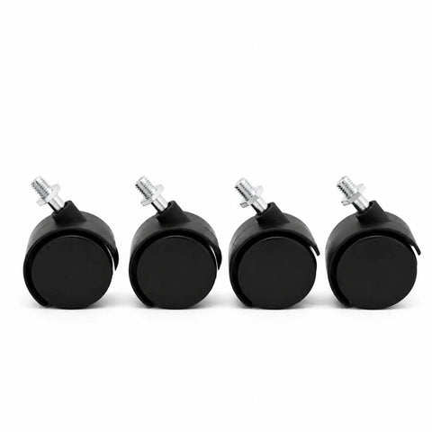 RuiJOTWAT 4Pcs Caster Wheels for Oil-Filled Radiators Swivel Casters with Brakes Replacement Wheels for Electric Heaters and Furniture Black close-up view of wheels.