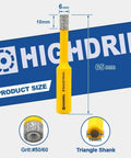 Front view of HIGHDRIL 5-piece dry diamond core drill bit set, 6 mm diameter, triangle shank