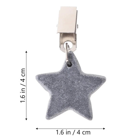Eight Ounce Tablecloth Weights With Stainless Steel Clips For Outdoor Tables Stay Put Windproof Patio And Picnic Setup Rust Resistant Stone Weights To Keep Cloth Flat In Gusty Weather Gray star-shaped weight with clip