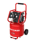 Heavy Duty 12 Gallon Air Compressor Powers Up Silky Quiet With An Oil Free Build And Rugged 1.5 HP Engine delivering 150 PSI and easy portability.