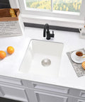 Undermount White Bar Sink 15x17 Deep Single Bowl For Wet Bar And RV Kitchen, Quartz Composite, Built Tough Hygienic Non Porous Surface