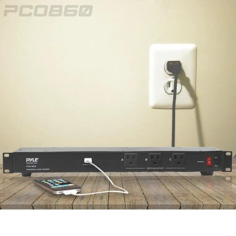 19 Outlet 1U Rackmount Power Distribution Unit with Surge Protector 15 Amp Circuit Breaker USB Charging Ports