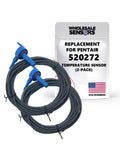 Two Pack Replacement Temperature Sensor For Pentair 520272 Air Water Solar, 10K Thermistor, 20Ft Cable, Compatible With 520272 520872 TS5T And STS5T, OEM Grade DIY Install, 12 Month Warranty, USA Support, two blue probes and coiled cable