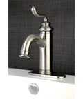 Royale LS5413RL Brushed Brass Bathroom Faucet on sink, solid brass, European traditional style, single-hole design