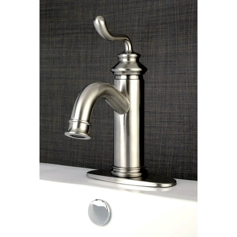 Royale LS5413RL Brushed Brass Bathroom Faucet on sink, solid brass, European traditional style, single-hole design