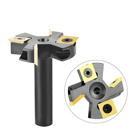 Heavy Hitter Two Flute Router Bit For Wood Planing And Spoilboard Surfacing featuring premium carbide insert in close-up view.
