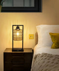 Farmhouse Rattan Table Lamps Set of 2 with Boho Vibe on bedside, touch control and dimmable, in cozy bedroom setting