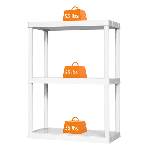 No Sweat 3 Tier Storage Shelving Units In Fresh White, 2 Pack Of Interconnectible Closet Organizers Perfect For Messy Pantries, Cluttered Garages, Laundry Rooms, Total Space Savers And Organizing Heroes