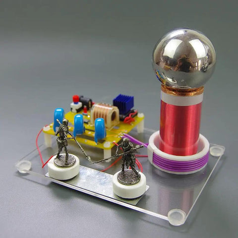 Tabletop Tesla Coil DIY Kit With Spark Gap High Voltage Science Educational Toy For Electrical Hobbyists Easy Assembly In About 1 To 2 Hours Includes Step By Step Guide And 12V Power Supply Prep, compact acrylic base