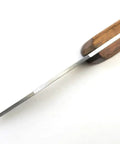 Close-up of the Badass Dual Bevel Marking Knife With Heavy Duty Stainless Steel Blade and Rosewood Handle.