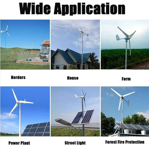800W Wind Turbine With 5 Blades, Works On 12V 24V Or 48V Systems, Smart MPPT Charge Controller for various applications