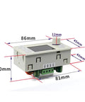 Dimensions of DC Boost Buck Converter Module With Adjustable Voltage And Current Regulator shown in white casing with LCD display.