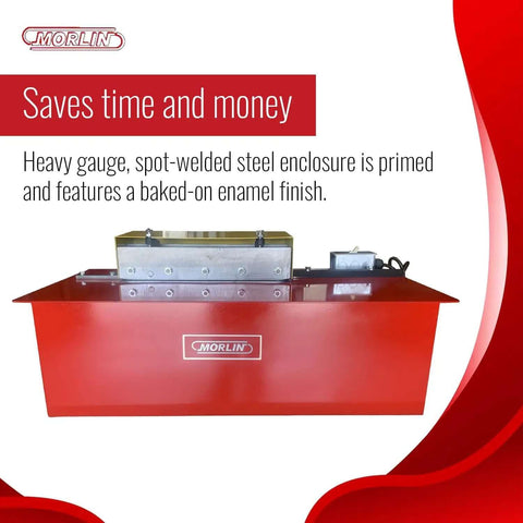 Portable Pittsburgh Lockformer Machine for Sheet Metal and HVAC Ductwork, 24 Gauge Capacity, red Morlin enclosure