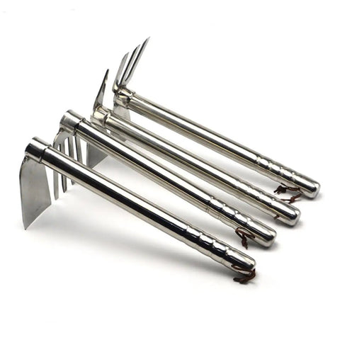 Stainless Steel Garden Hoe And Pickaxe Double Use Hand Tool For Planting And Weeding Heavy Duty Beast Of A Garden Chopper set of four