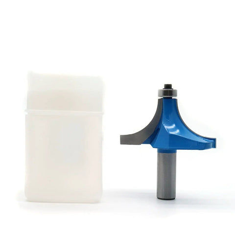 Heavy Duty Carbide Quarter Round Router Bit Half Inch Shank One Inch Cutting Radius with protective case for woodworking projects.
