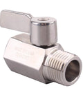 Half Inch Stainless Mini Ball Valve Female To Male NPT Threads, SUS316 Body And Ball, Inline Valve with stainless handle