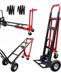 Convertible Hand Truck Dolly Cart Built To Haul Heavy Stuff With Four Wheels, Industrial Grade 1000 Lb Load, 2 Straps For Moving Furniture, Appliances, Boxes In Warehouse Or Office, Quick Assembly In Minutes Video Included displayed in various configurations