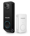 Dual Camera 2K HDR WiFi Video Doorbell With No Monthly Fees And Local Storage, Battery Or Wired Powered, black doorbell and white chime