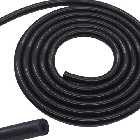 6.6 Ft Silicone Vacuum Hose For Automotive High Temperature 130 PSI Three Eighths Inch Inner Diameter 10mm Outer Diameter 16mm Black 2 Meters Long Heavy Duty Flexible Hose For Intake Boost Tubes And Evap Lines coiled on white background