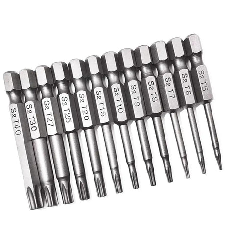 Huge 12 Pc Torx Security Screwdriver Bits Set With Magnetic Drill Drivers For Tough Jobs Including T5 T6 T7 Up To T40 Sizes In Durable S2 Steel, 12-piece S2 steel Torx bits set with T5-T40 sizes
