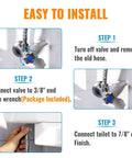 Step-by-step installation of 12 Inch Braided Stainless Steel Toilet Water Supply Line With 7/8 Inch Ballcock To 3/8 Inch Compression Fittings