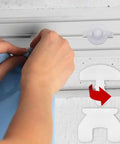 Installation of Premium Drapery Track Stoppers for slip-free curtain setup on narrow channels with clear design.