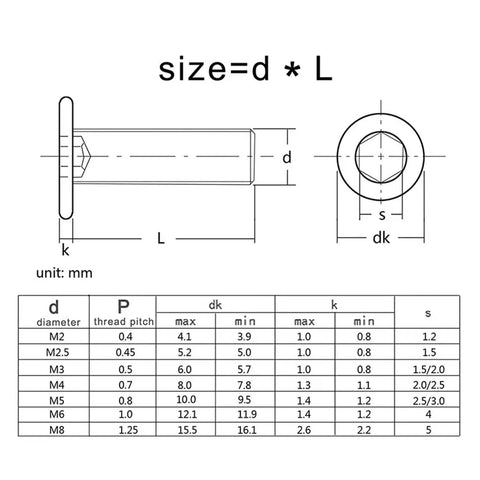 Top Notch 304 Stainless Steel Flat Head Socket Screws 100 Piece Lot Featuring M2 M2.5 M3 M4 M5 M6 And M8 Rust Resistant Heavy Duty Fasteners built different for real projects dimensions illustration.