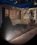 50W Warm White LED Flood Light Kit 12V DC To 60V Low Voltage Security Light illuminating a house exterior at night