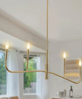 Dope 4 Light Linear Chandelier In Brushed Gold For Modern Farmhouse Kitchens and Dining Rooms Kitchen Island Lighting Over Table