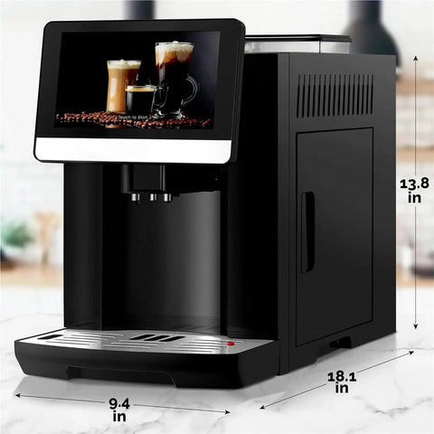 All-In-One Fully Automatic Espresso Machine With Built-In Grinder, 19 Customizable Coffee Profiles, Auto Clean Function side view