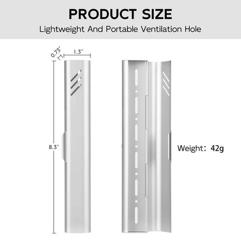 Sturdy Aluminum Travel Toothbrush Case With Dual Ventilation, dimensions 8.3x1.3 inches, lightweight design, Slim Silver Finish