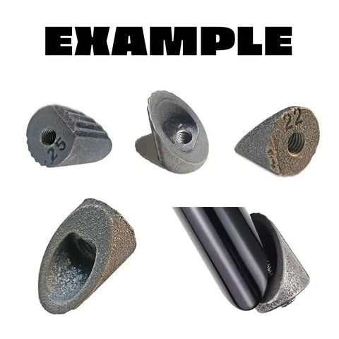 Beefed Up Bicycle Stem Wedge Nut Replacement Adapters Set, chrome steel, close-up of wedge nuts and pole, fits risers