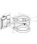 Technical drawing of E Track Fire Extinguisher Brackets for Trucks and Trailers, quick release mounts for 2.5 pound extinguishers.