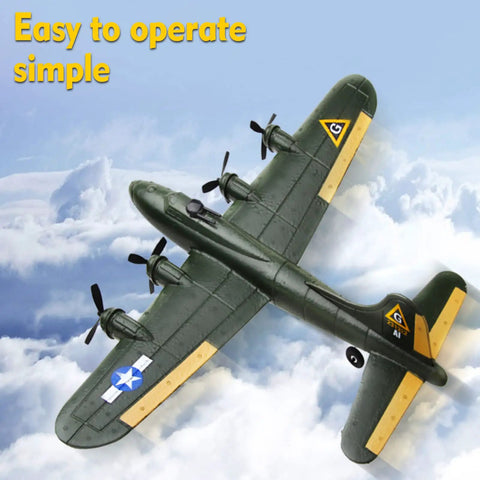 B-17 RC Plane Beginner Friendly Ready To Fly EPP Foam Glider with 2 Channel 2.4GHz Remote in flight