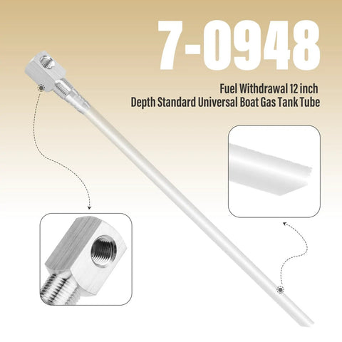 12 Inch Universal Boat Fuel Tank Pickup Tube With Strainer Fits Standard Marine Gas Tanks Made From High Density Polyethylene With Durable Aluminum Alloy Joints No-Hassle Corrosion-Resistant Fuel Pickup For Boats Easy Install And Reliable Fuel Line Access