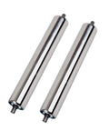 2 Pack Light Duty Roller Conveyor Built To Take A Beating With A Rust Proof Galvanized Shell display of stainless steel rollers.
