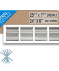 Sturdy Steel Return Air Grille For 24x6 Duct Opening White Vent Cover For Sidewall And Ceiling HVAC Cold Air Intake Grille