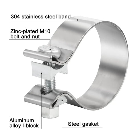 3 Inch Exhaust Clamp Stainless Steel Narrow Band Beefed Up For 3 Inch OD Pipe Muffler Clamp Two Pack Premium Grade Rust Resistant