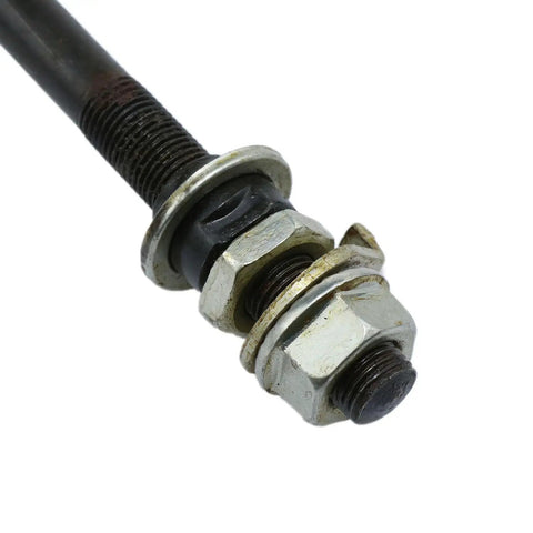 Close-up of Hardened Steel Front Bike Hub Axle 150mm 3/8 Inch 26 Tpi Black with Cone Lock Nut Washer Kit components.